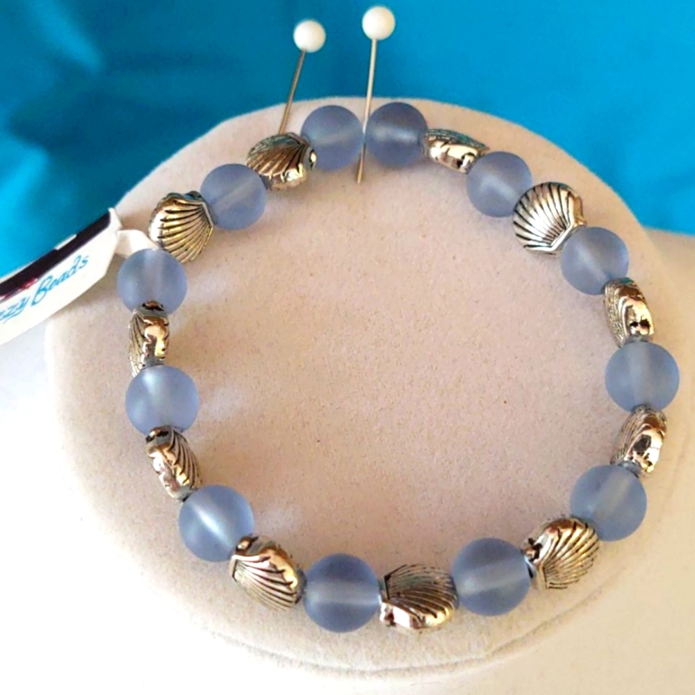 Sea Glass and pewter bracelet stretch